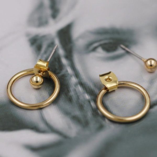 

hoop & huggie golden geometric round big drop earrings for women 2021 statement jewelry, Golden;silver