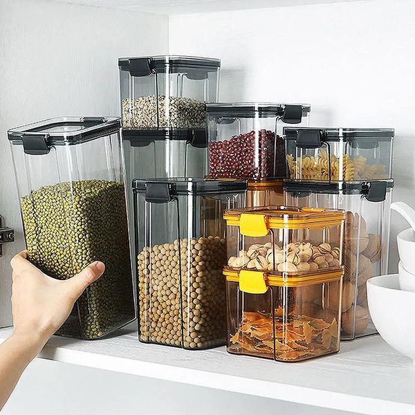 

storage bottles & jars 460/700/1800ml container plastic kitchen refrigerator noodle box multigrain tank transparent sealed