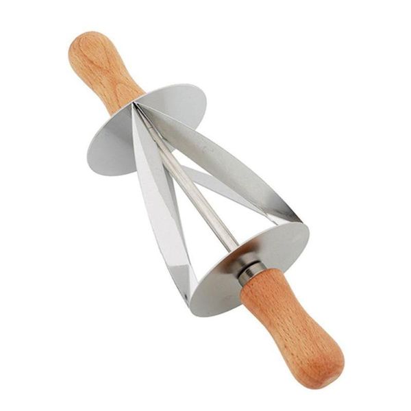 

1pcs stainless steel rolling cutter for making croissant kitchen wooden handle pastry bread reposteria y b0p7 pasteleria ba d0n0 baking & to