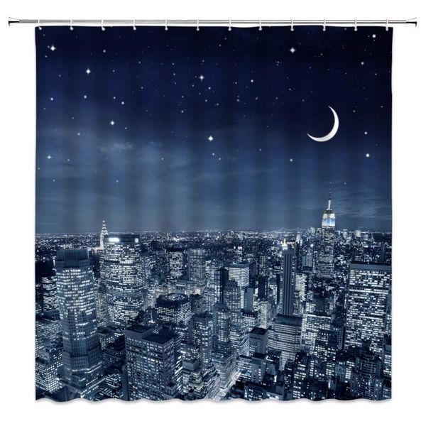 

shower curtains city night sky curtain dark blue architectural landscape 70x70 inch polyester fabric bathroom accessories