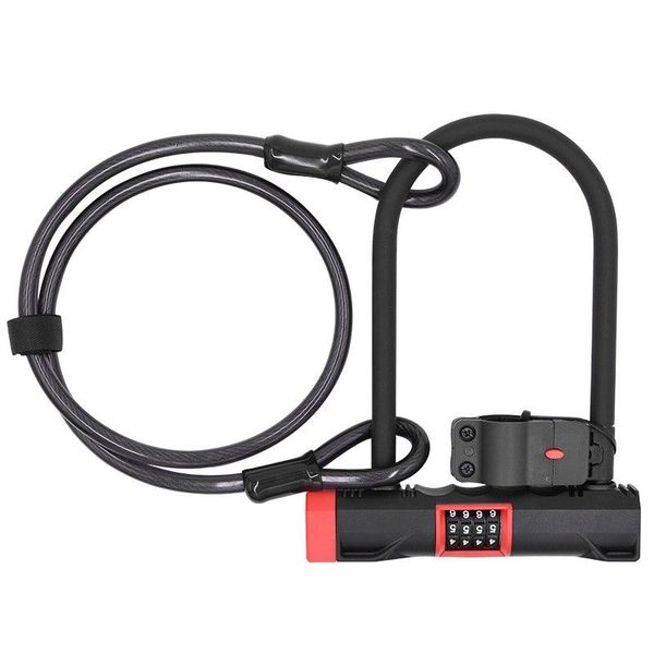 

bike locks agekusl 2 in 1 password bicycle lock + cable anti-theft security mtb mountain road motorbike helmet accessory