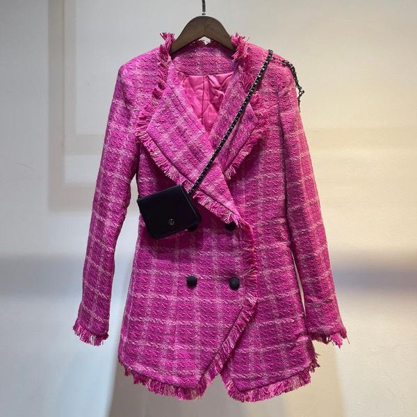 

women's jackets red roosarosee spring autumn women turn-down collar long sleeve fashion coat double breasted purple overcoat out, Black;brown