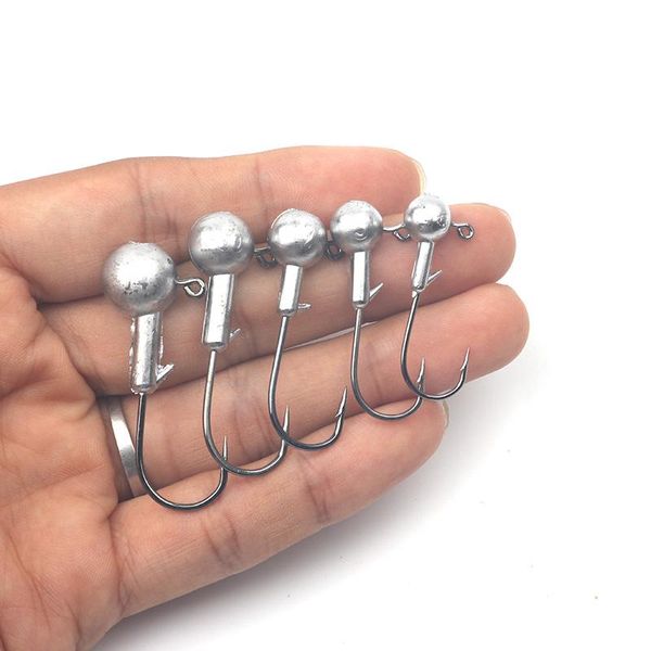 

rompin 50pcs/bag 3.5g 5g 7g 10g 14g lead jig head fishing hook hooks for crank soft worm lure bait tackle