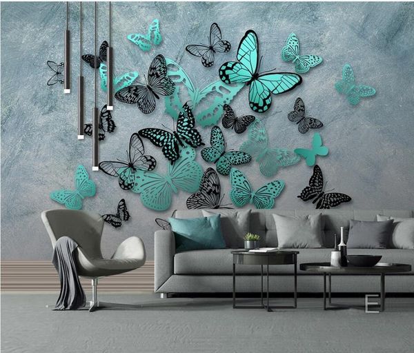 

wallpapers ainyoousem dark green three-dimensional butterfly background wall papier peint papel de parede wallpaper 3d stickers