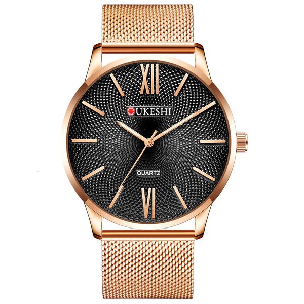 

watch oukeshi simple ultra thin alloy quartz men's fashion large dial british business, Slivery;brown