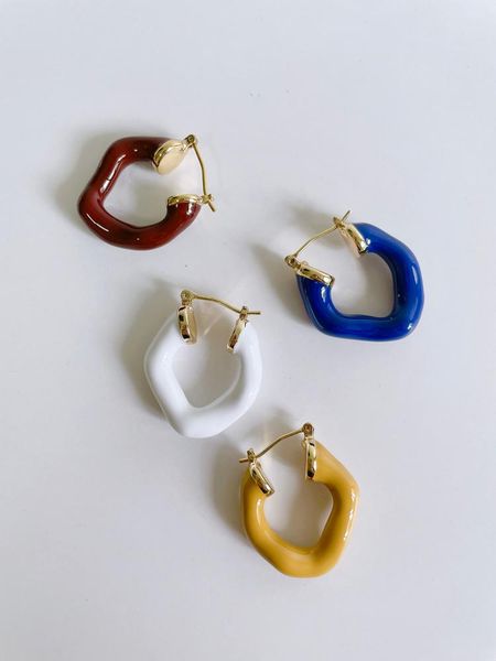 

hoop & huggie timeless wonder fancy enamel geo twist earrings for women designer goth boho party sweet gift punk kpop egirl ins mix 6341, Golden;silver