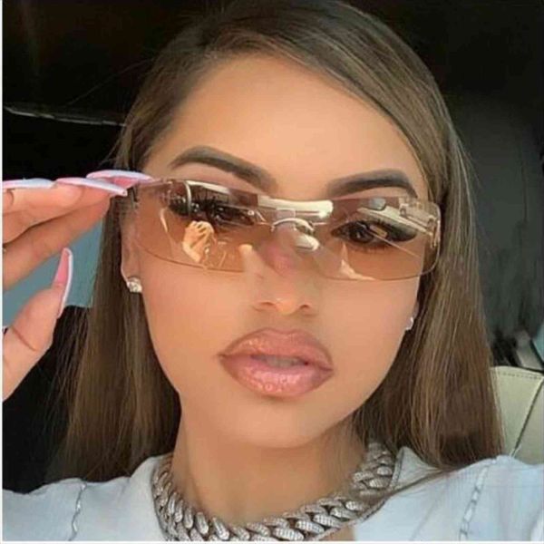 

frameless one piece female sunglasses fashion trend small frame street shooting ocean cool colorful high quality, White;black