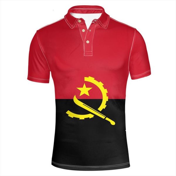 

angola youth custom made men polo name number white black flags red ao ago diy shirt print portuguese text word