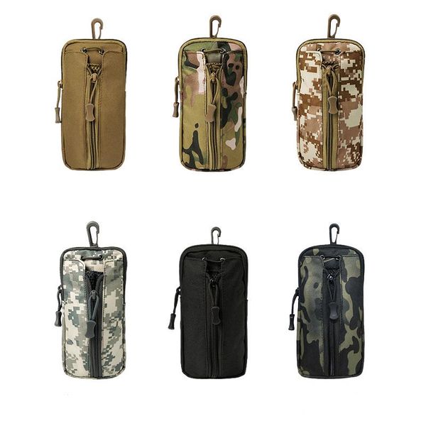 

outdoor bags multifunctional camouflage waterproof molle system 5.0/5.5/6 inch belt type mobile phone case kettle bag 2pcs