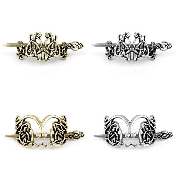 

hair clips & barrettes vintage viking jewelry large celtics knots crown hairpin runes stick slide accessories women girl pins, Golden;silver