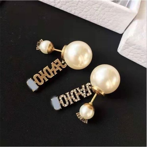 

aaa designer jewelry 2021 new pearl letter earrings for women wfn0, Golden
