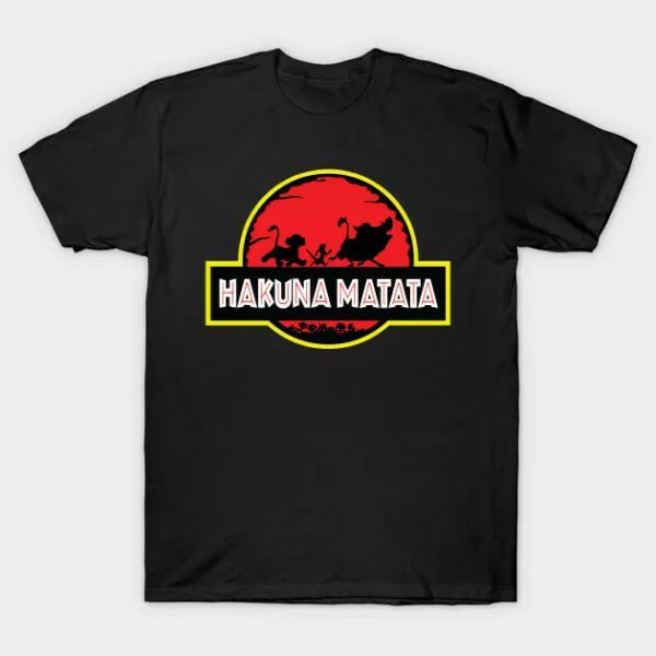 

Lion King Hakuna Matata Simba Cartoon Movie Mashup Black T-Shirt, White;black