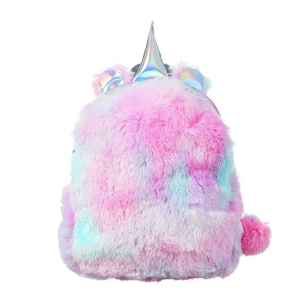 Сумка Rucksack Schule Мультфильм Unicorn Designer DayPack Красочный плюшевый меховой меховой мешков для девочек