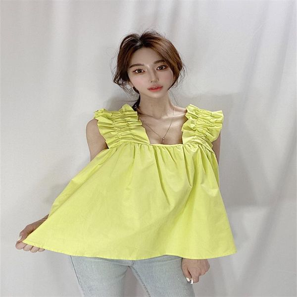 

women's blouses & shirts summer v-neck loose pleated vest top, White