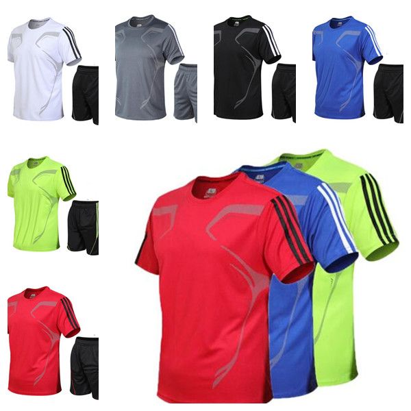 

5xl running t shirt sport gym tshirt short sleeve football basketball tennis quick dry fitness sports set suits sportswear, White;yellow