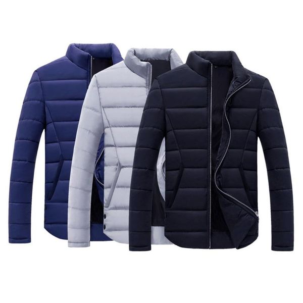 

men's jackets winter leisure zipper warm buttons pocket coat cotton padded stand collar high-quality outwear casual slim, Black;brown