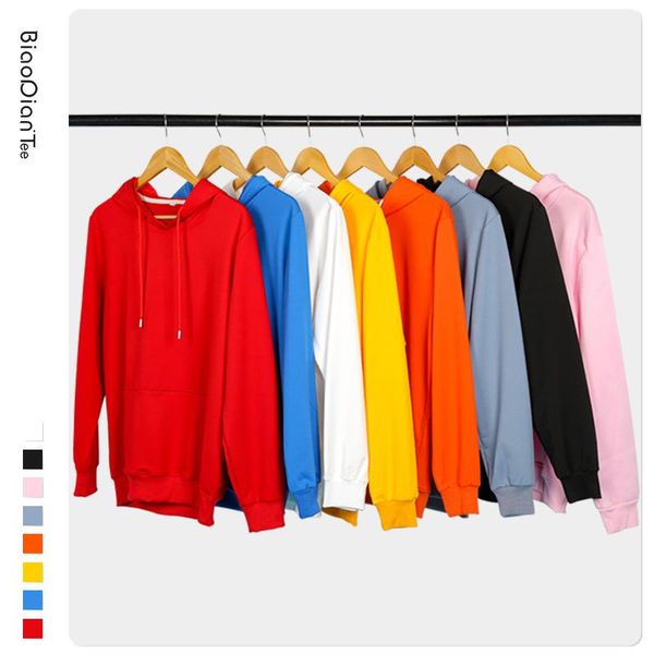 

women's hoodies & sweatshirts manufacturers direct selling autumn winter plus velvet pullover hoodie solid color couple clothes looped, Black