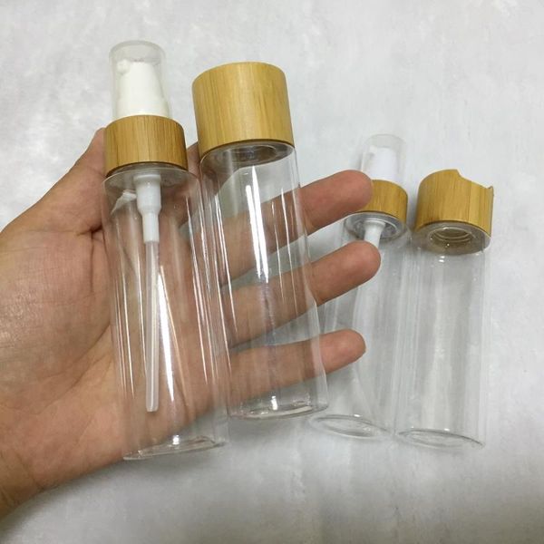 

storage bottles & jars 20pcs 60ml empty cosmetic bamboo disc cap toner liquid refillable bottle plastic clear portable cream lotion pump