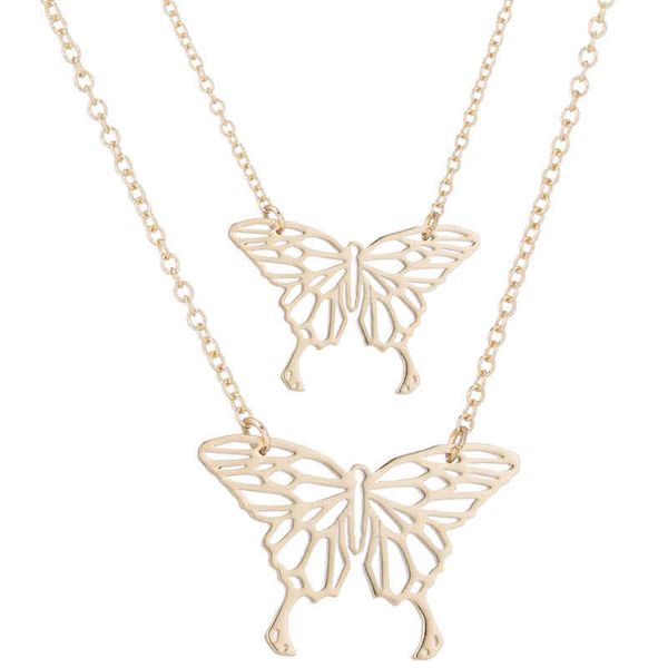 

creative trendy vintage hollow butterfly pendant necklace for women charm stainls steel necklace, Silver