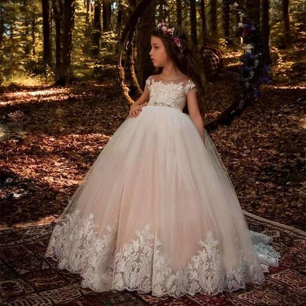 

girl's dresses pageant lolita champagne tulle ball gown flower girl kids first communion party princess beading sash girls, Red;yellow