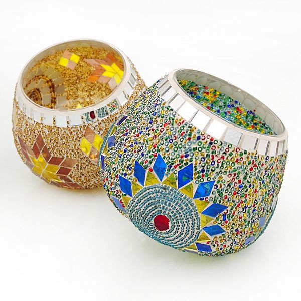

candle holders nordic creative mosaic rotating glass candlestick round hollow holder dining home decor decoration art gift