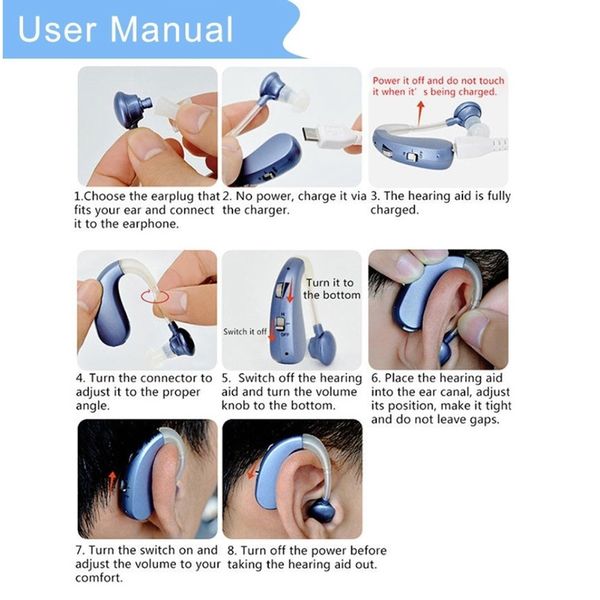 

hearing aids for deafness portable ear sound amplifier adjustable micro wireless ear hearing amplifier in-ear deaf audifonosscou