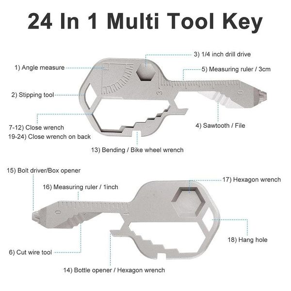 

professional hand tool sets 24 in 1 multi-tool universal key multifunctional pendant wrench set keys gear clips measuring adjustable portabl