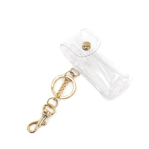 

keychains portable lipstick cases cover keychain leather case transparent storage organizer party gifts travel accessories, Silver