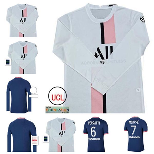 

21 22 mbappe paris long sleeve soccer jerseys 2021 messi sergio ramos di maria kean sarabia icardi football shirt marquinhos verratti home a, Black;yellow