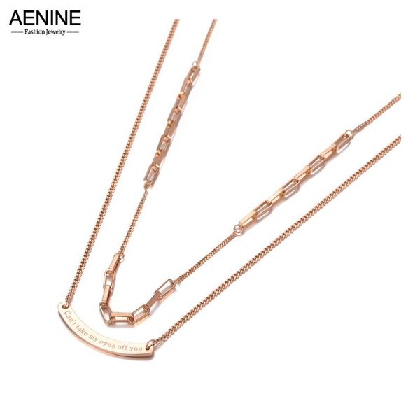 

chains aenine bohemia design double layer curved pendant necklaces for women stainless steel cz crystal chain choker necklace an20210, Silver