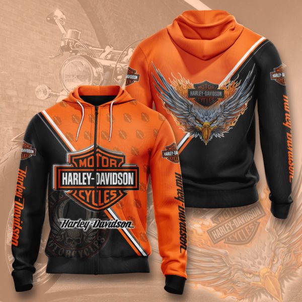 

2021 coat men's harley motorcycle 3d digital printing zipper hoodie sweater, Black