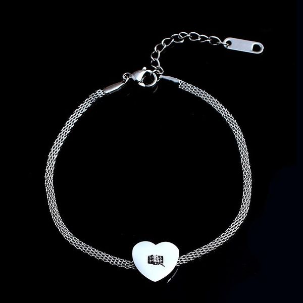 

link, chain pun braclet hand link charm silver heart bracelet femme braslet stainless steel bracelets bangles for women, Black