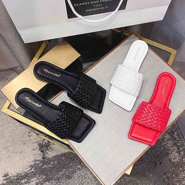 

sandals cool trawl red woven slippers for women in summer 2021, Black