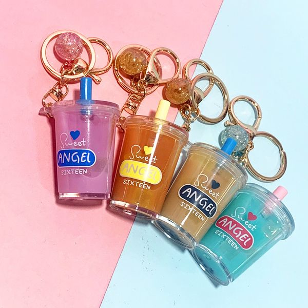 

creative kawayi popsicle glitter key chain quicksand keychain liquid floating soft drink keyring backpack pendant women gift, Slivery;golden