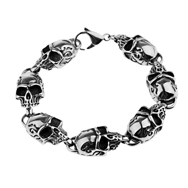 

link, chain high polished biker stainless steel silver color black tone halloween