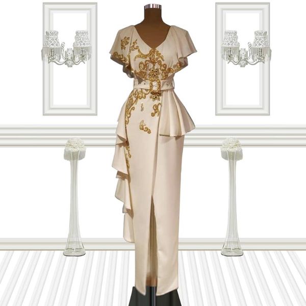 

summer short sleeves ivory prom dress high slit robes cocktail dresses for women 2021 birthday party gowns, White;black