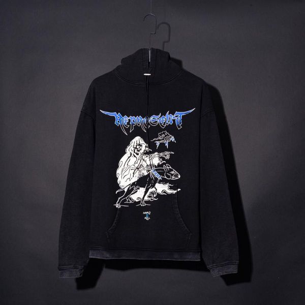 

men's hoodies & sweatshirts high street brand represent pattern design cotton 1:1 oversized hoodie women's sweatshirt clothing 202, Black
