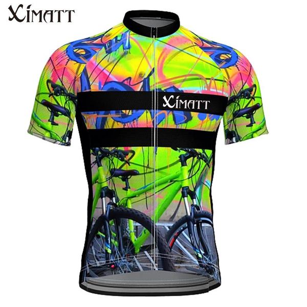

racing jackets xima style team bike printing cycling jersey green black polyester men's sports short sleeve quick dry anti-uv, Black;red