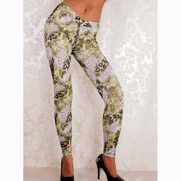 

women's leggings women slim legins high waist leopard print elastic pant casual workout, Black