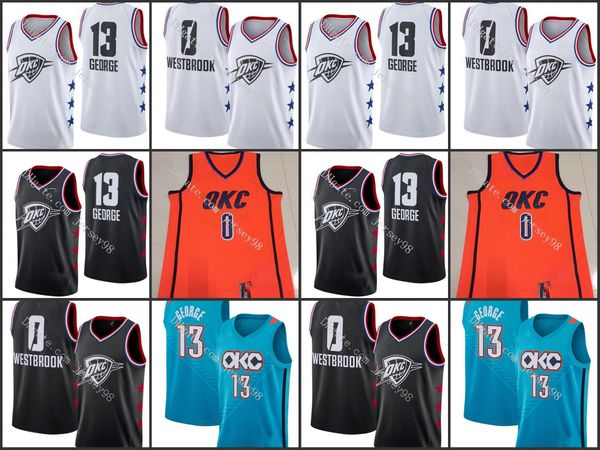 

oklahoma city thunder men 0 russell westbrook 13 paul george jersey, Black