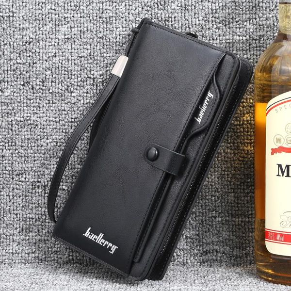 

wallets vintage brand business men wallet long pu leather money bag man phone clutch mens purse male card holder, Red;black