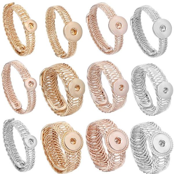 

charm bracelets snap jewelry vintage rose gold silver plated 18mm 12mm cuff button bracelet bangle, Golden;silver
