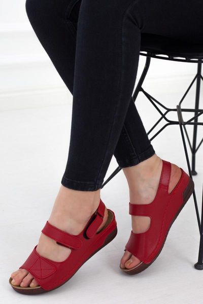 

red women 's wedges sandals, Black