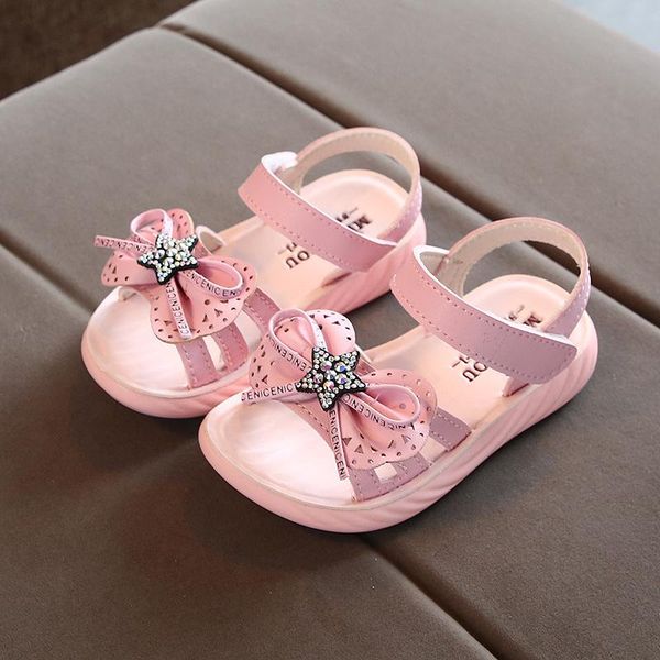 

summer fashion children's soft bottom baby shoes girls sandals bow princess beach, Black;red