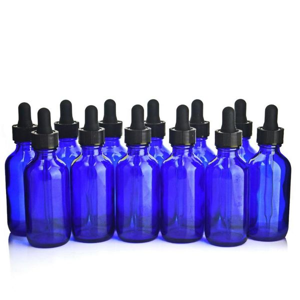 

storage bottles & jars 12pcs 2 oz 60ml cobalt blue glass eye dropper with pipettes for essential oils lab chemicals empty cosmetic container