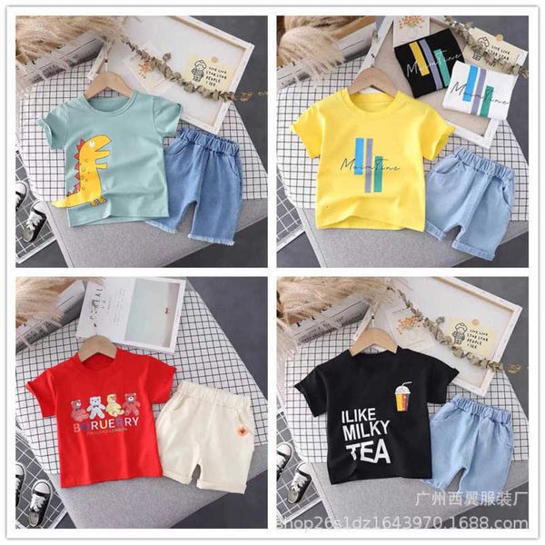 

2021 fashion children's clothing 2 pieces set short sleeve set, White