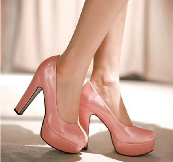 

women's shoes in spring and autumn high coarse heel round head@246, Black