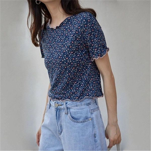 

women's t-shirt hzirip retro casual fashion high street vintage chic 2021 printed florals short sleeves summer femme quality clothe, White