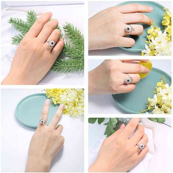 Finger Spinner Ringe Zappeln Angst Ring Für Frauen Sonnenblume Linderung Angst Ringe Drehen Anti Stress Ring Spielzeug Für Mädchen W S9o9 G1125