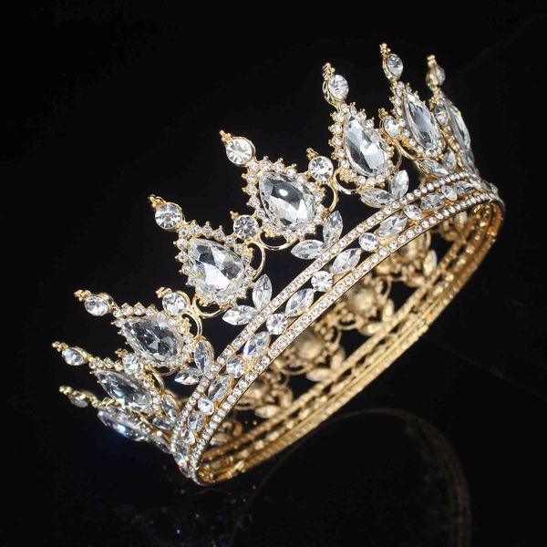 

crystal queen king tiaras and crowns bridal diadem women/men hair ornaments bride rhinestone wedding head jewelry accessories, Slivery;golden